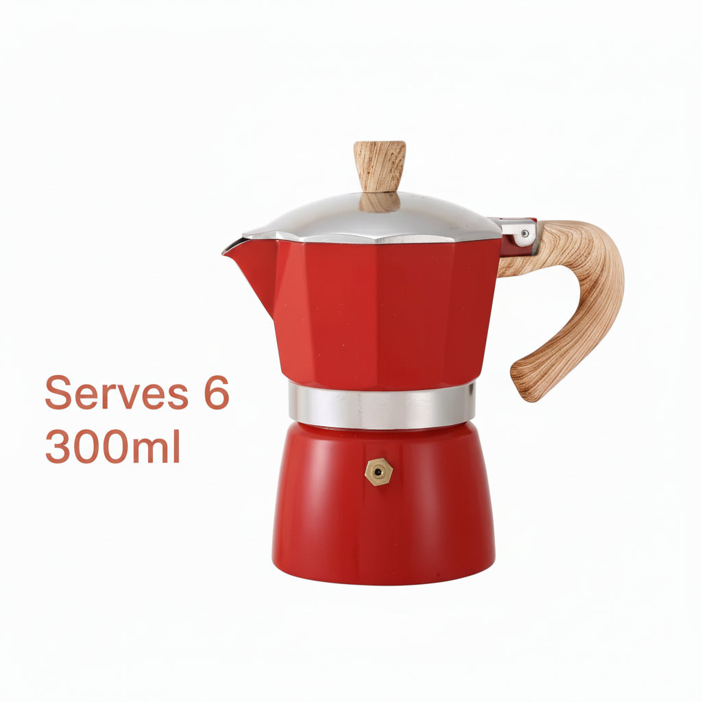 Xbees Moka Pot – Stovetop Espresso Maker | 150ml & 300ml | Wooden Handle