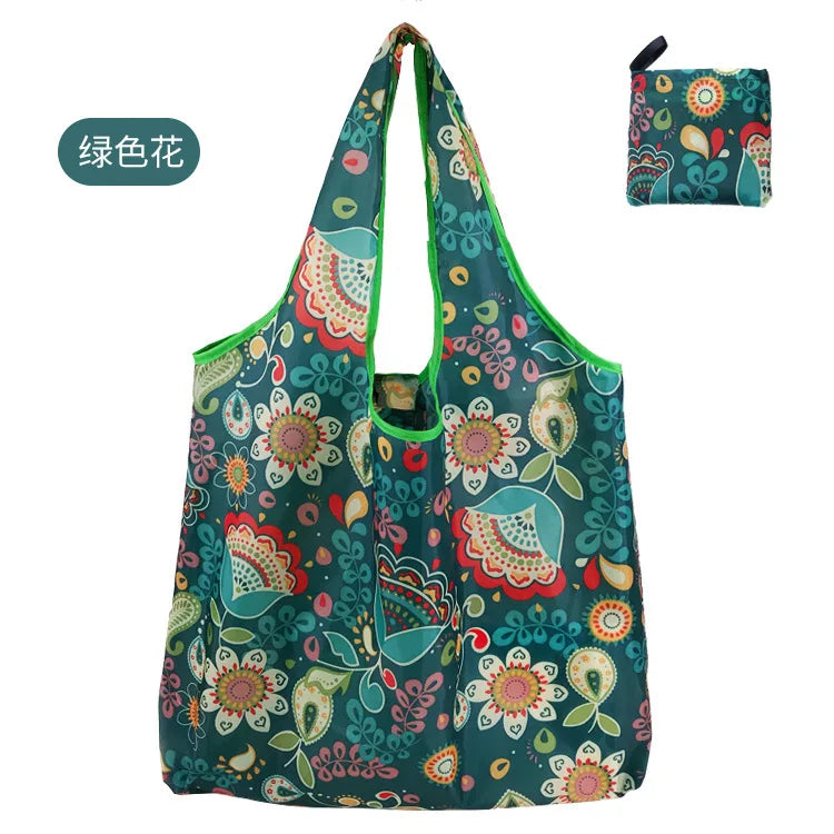 KindFuny Foldable Reusable Shopping Tote Bag – Large Eco-Friendly Grocery Bag | 32 Prints