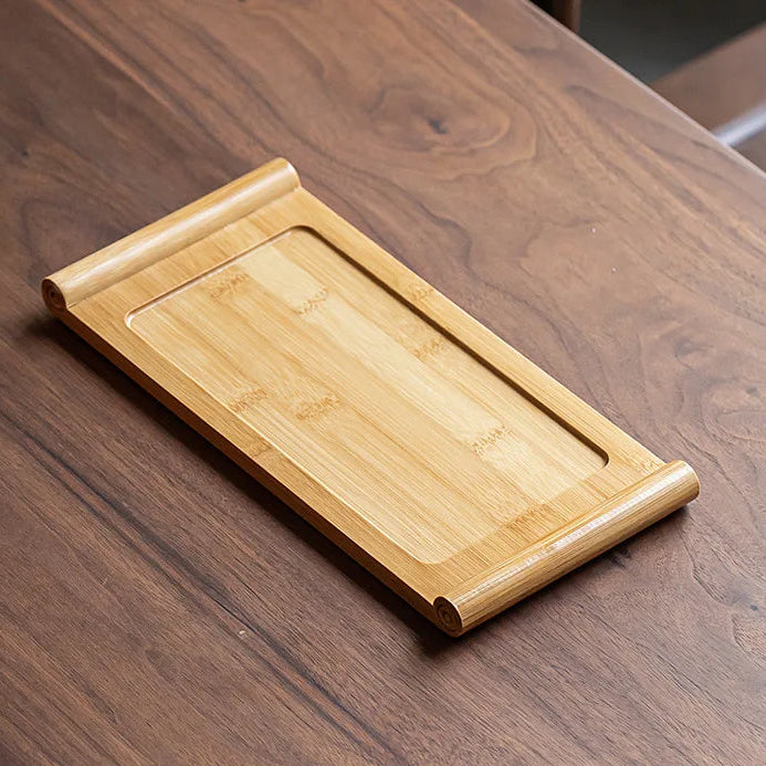 Bamboo Serving Tray - Rectangular Natural Wood Tray for Tea, Snacks & Entertaining