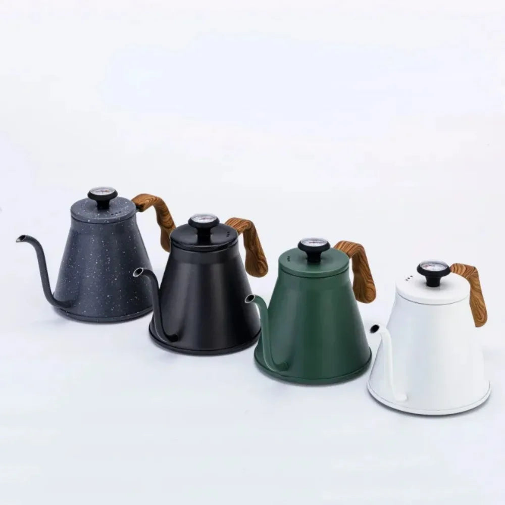 Stainless Steel Gooseneck Pour-Over Kettle with Built-In Thermometer – Hand Drip Coffee Pot