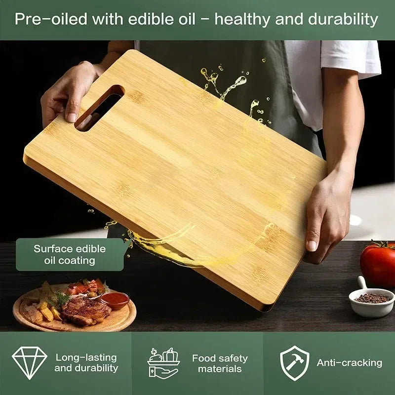 Double-Sided Bamboo Cutting Board – Thick, Eco-Friendly Kitchen Chopping Board | 2 Sizes