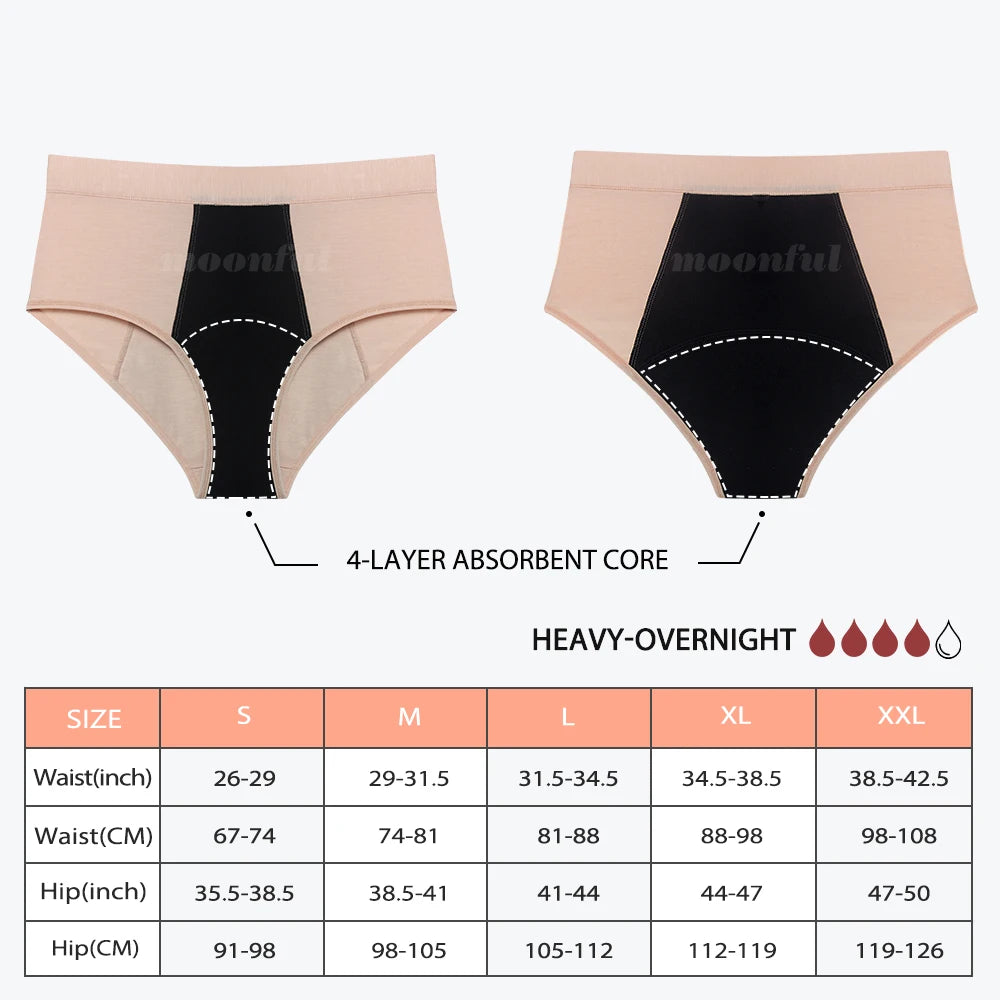 High-Waist Period Underwear – Heavy Flow, Bamboo Viscose & Cotton | 3-Pack, S–XXL