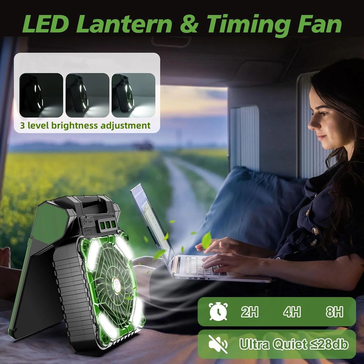 Solar-Powered Portable Fan with LED Lantern & Power Bank | Himist