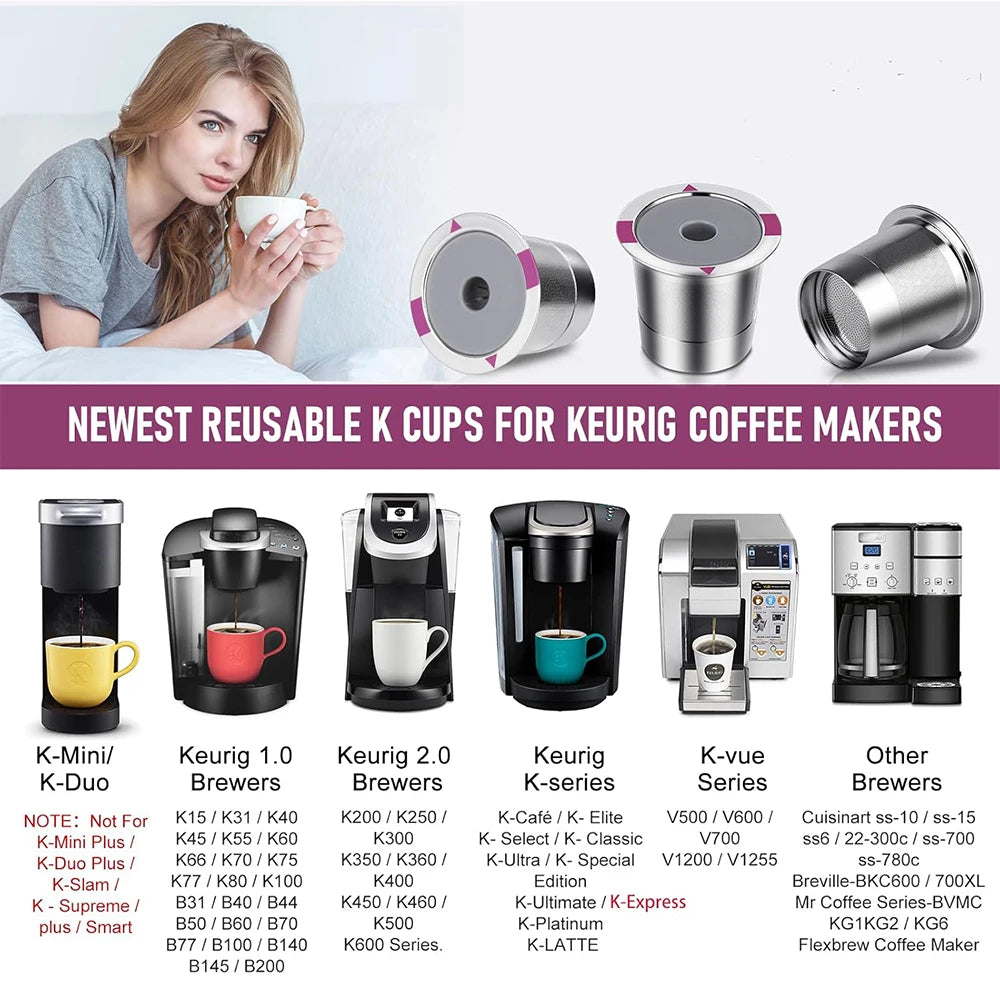 Reusable Stainless Steel K-Cup Coffee Pods — Universal Fit for Keurig K 1.0 & 2.0
