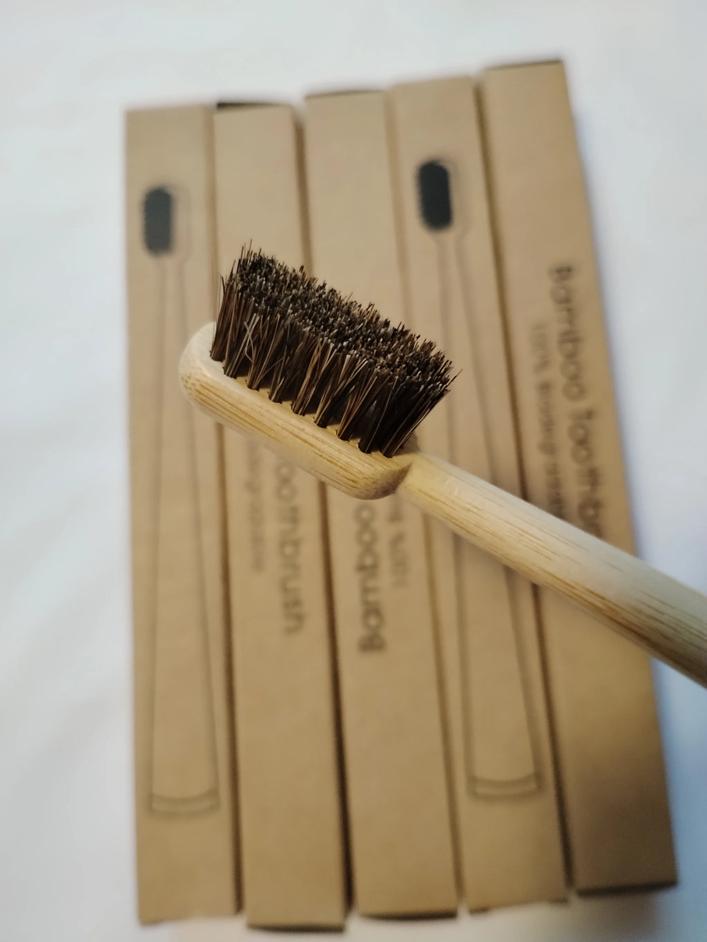 5-Pack Horse Bristle Bamboo Toothbrushes — Hard Bristle, Plastic-Free