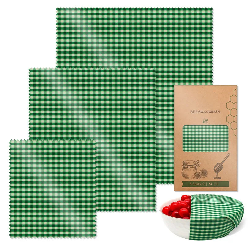 Reusable Beeswax Food Wraps | 9-Piece Set | 3 Sizes | Cotton, Beeswax, Resin & Jojoba Oil