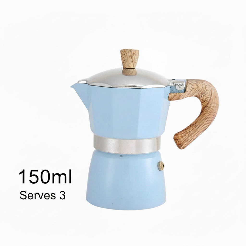 Xbees Moka Pot – Stovetop Espresso Maker | 150ml & 300ml | Wooden Handle