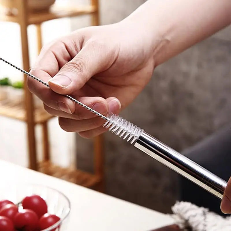 Wide Stainless Steel Boba/Smoothie Straws with Cleaning Brush – Set of 4
