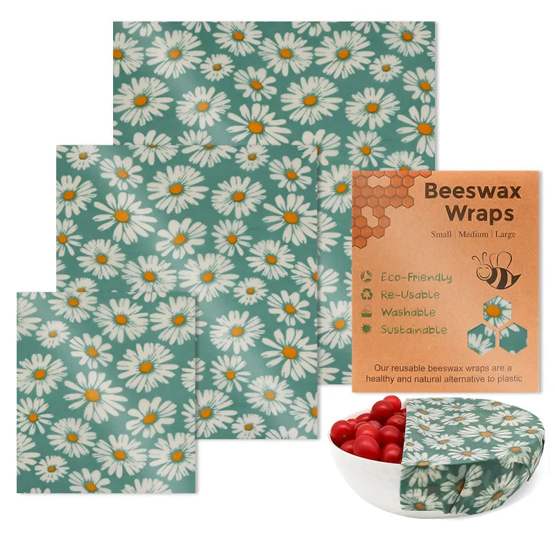 Reusable Beeswax Food Wraps | 9-Piece Set | 3 Sizes | Cotton, Beeswax, Resin & Jojoba Oil