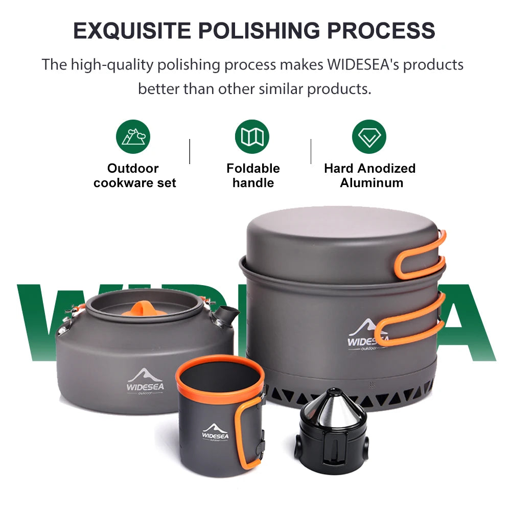 Widesea 4-in-1 Camping Cookware Set | Hard Anodised Aluminium | 1.5L Pot, Kettle, Mug & Coffee Dripper