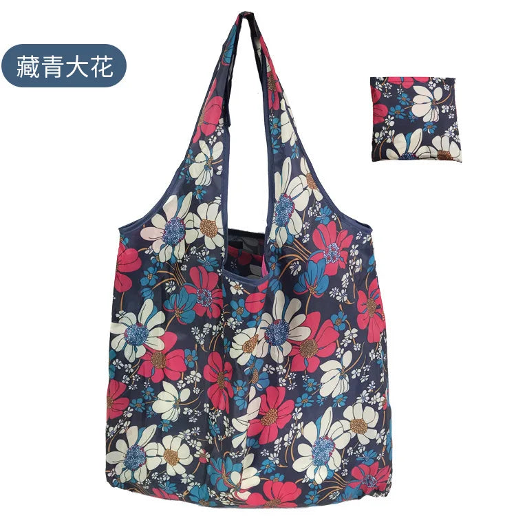KindFuny Foldable Reusable Shopping Tote Bag – Large Eco-Friendly Grocery Bag | 32 Prints