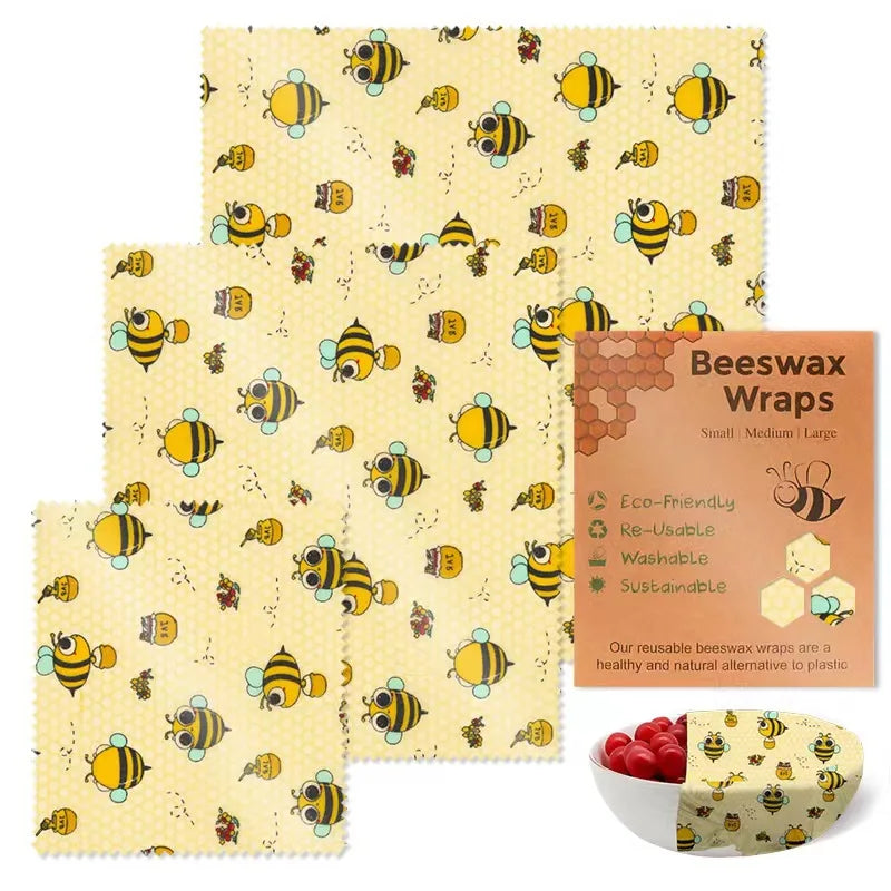 Reusable Beeswax Food Wraps | 9-Piece Set | 3 Sizes | Cotton, Beeswax, Resin & Jojoba Oil