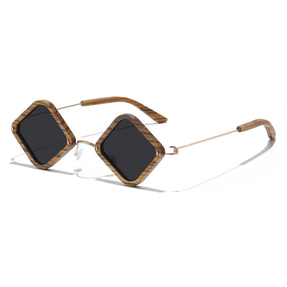 Zebra Wood Sunglasses – Polarized Mirror UV400 Lenses | Women's Rectangle Style