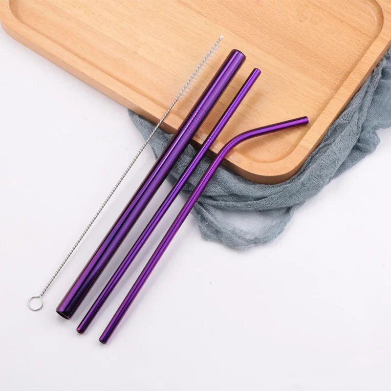 Reusable Stainless Steel Drinking Straws with Cleaning Brush
