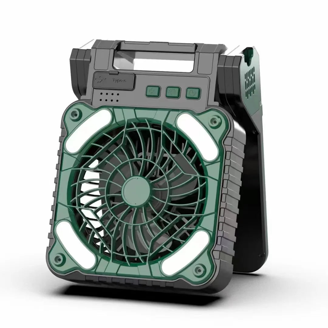 Solar-Powered Portable Fan with LED Lantern & Power Bank | Himist