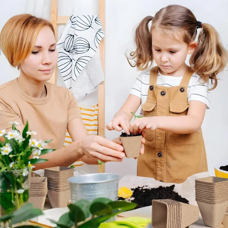 Biodegradable Paper Pulp Seedling Cups | Round & Square | 4 Styles | Packs of 10–50