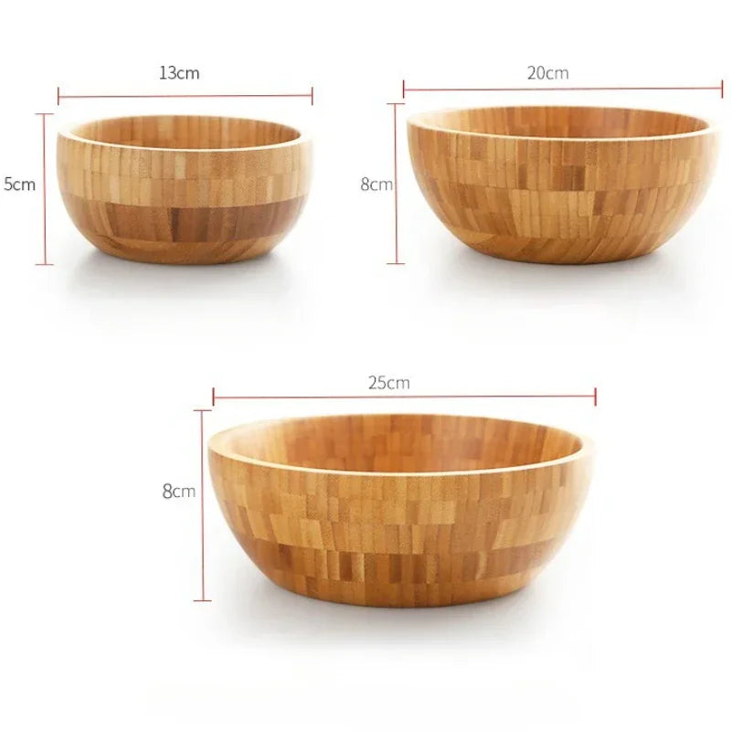 Natural Bamboo Mixing & Salad Bowl – No Paint, No Wax | 3 Sizes