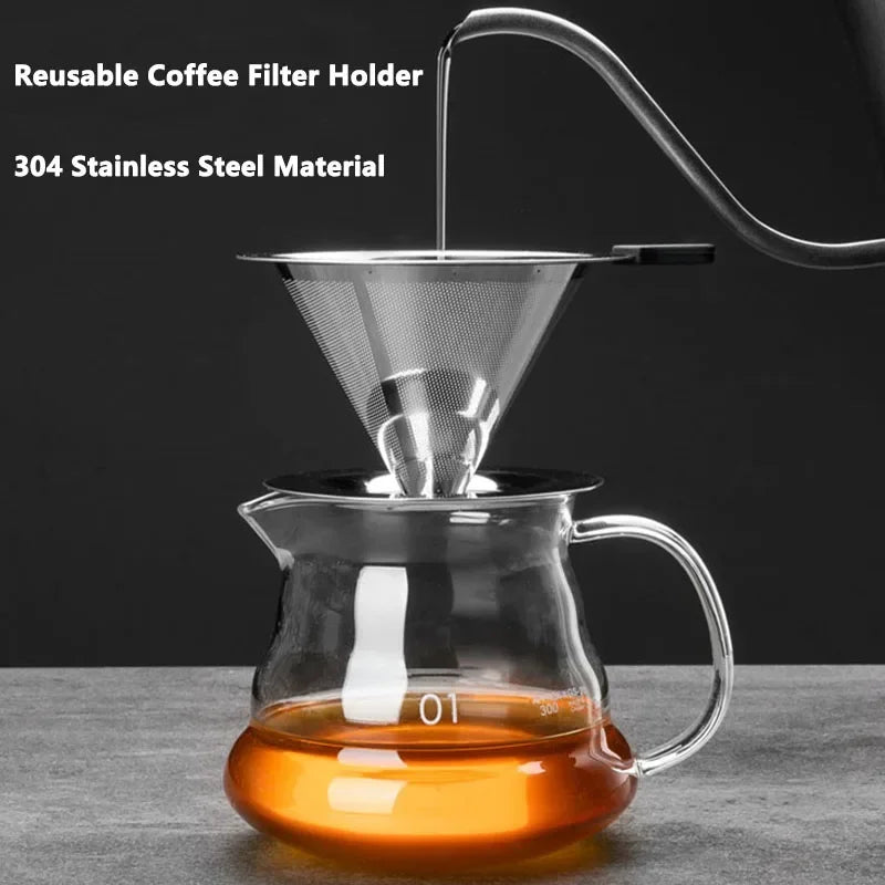 304 Stainless Steel Pour Over Coffee Dripper | Reusable, Paperless & Easy Clean